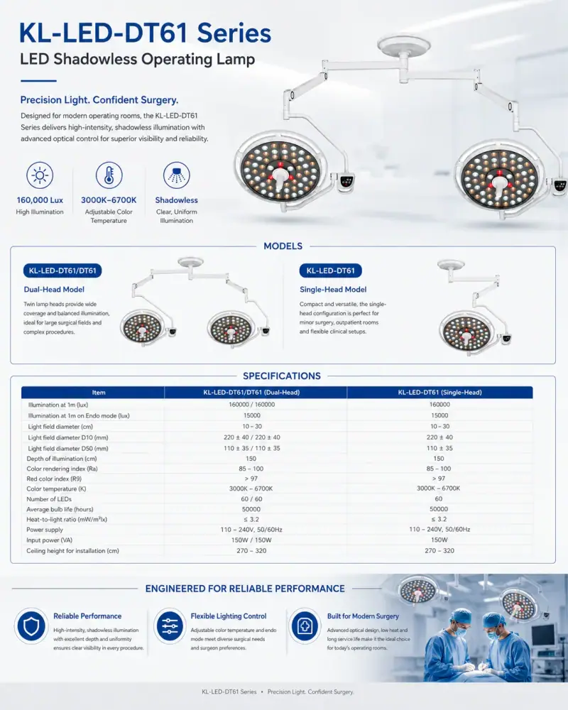 KL-LED-DT6I mounting arm and fixture detail