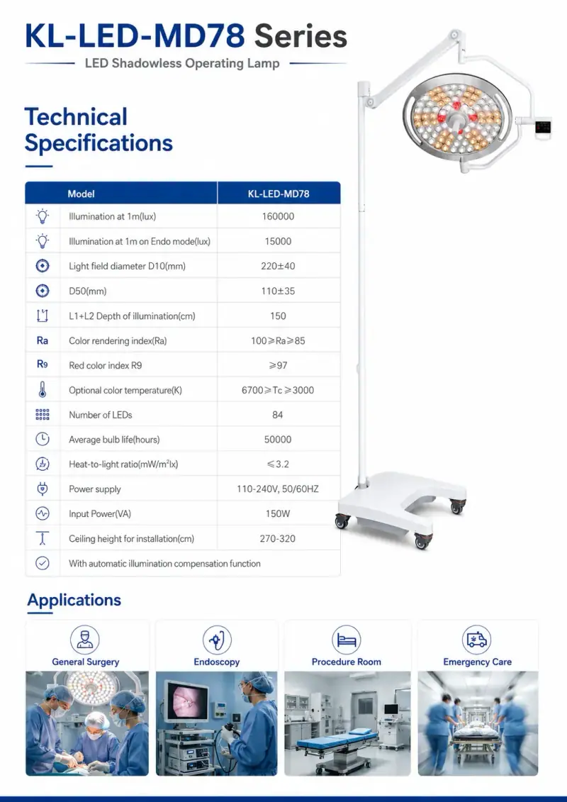 KL-LED-MD78 titanium alloy balance arm and spring arm detail — Keling Medical