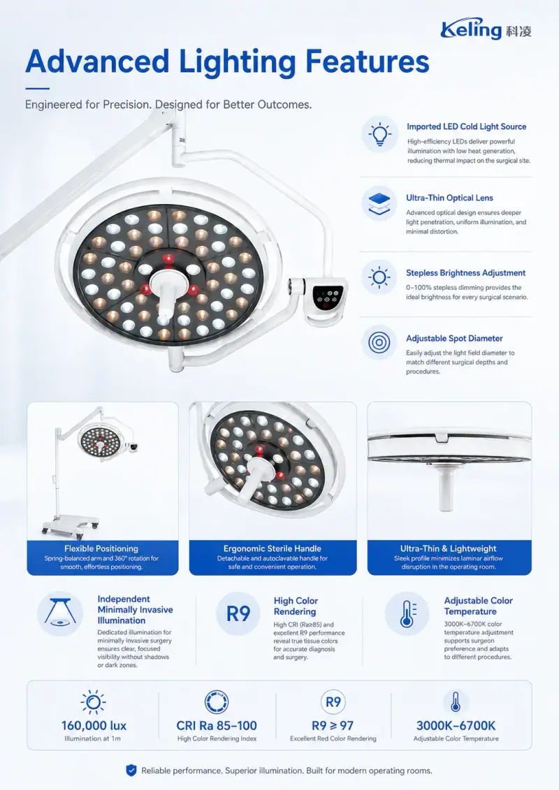 KL-LED-MDT6I digital control panel with stepless brightness adjustment — Keling Medical