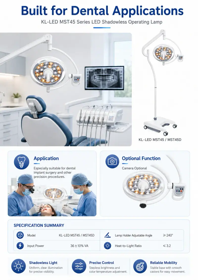 KL-LED-MST45 adjustable spot diameter and color temperature panel — Keling Medical