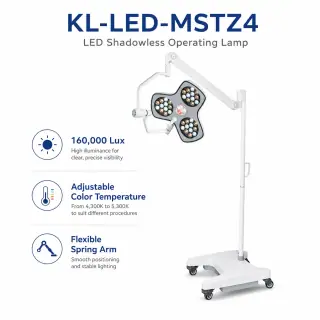 Keling KL-LED-MSTZ4 mobile LED operating lamp front view on floor stand