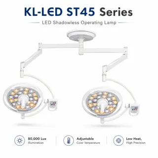 Keling KL-LED-ST45 ceiling LED surgical light front view on suspension arm