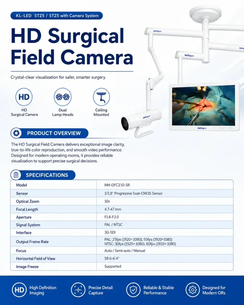 KL-LED-STZ5 HD surgical field camera specifications and product overview
