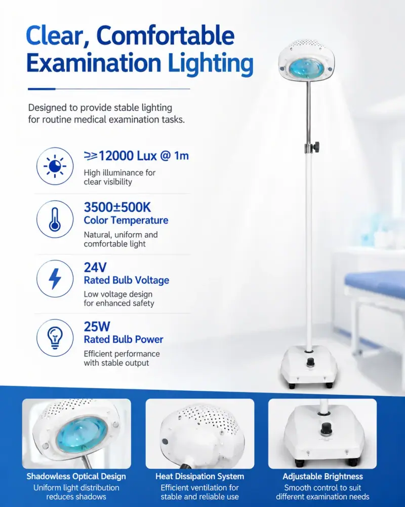 KL01L-IP examination lamp dome head and base with casters