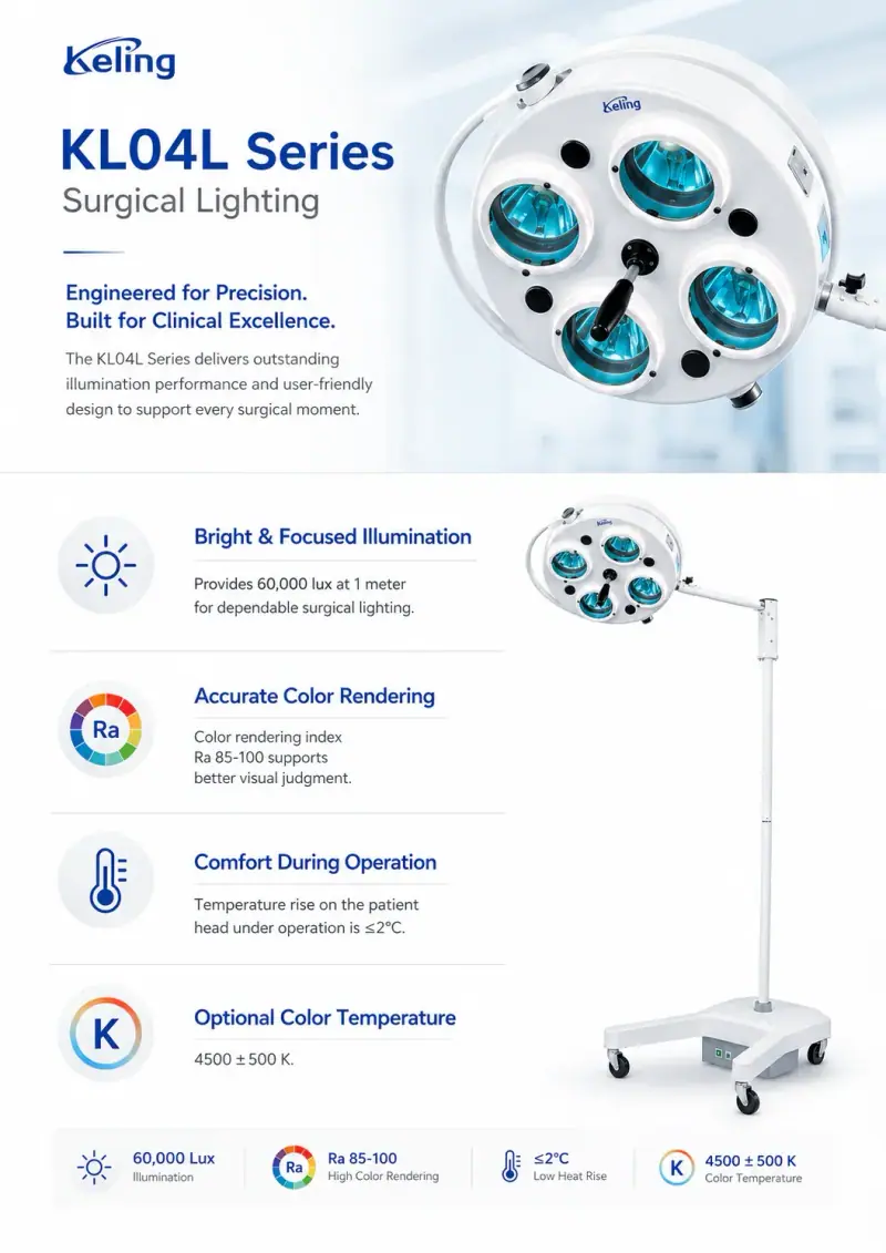 KL04L ceiling-mounted configuration with fixed suspension arm