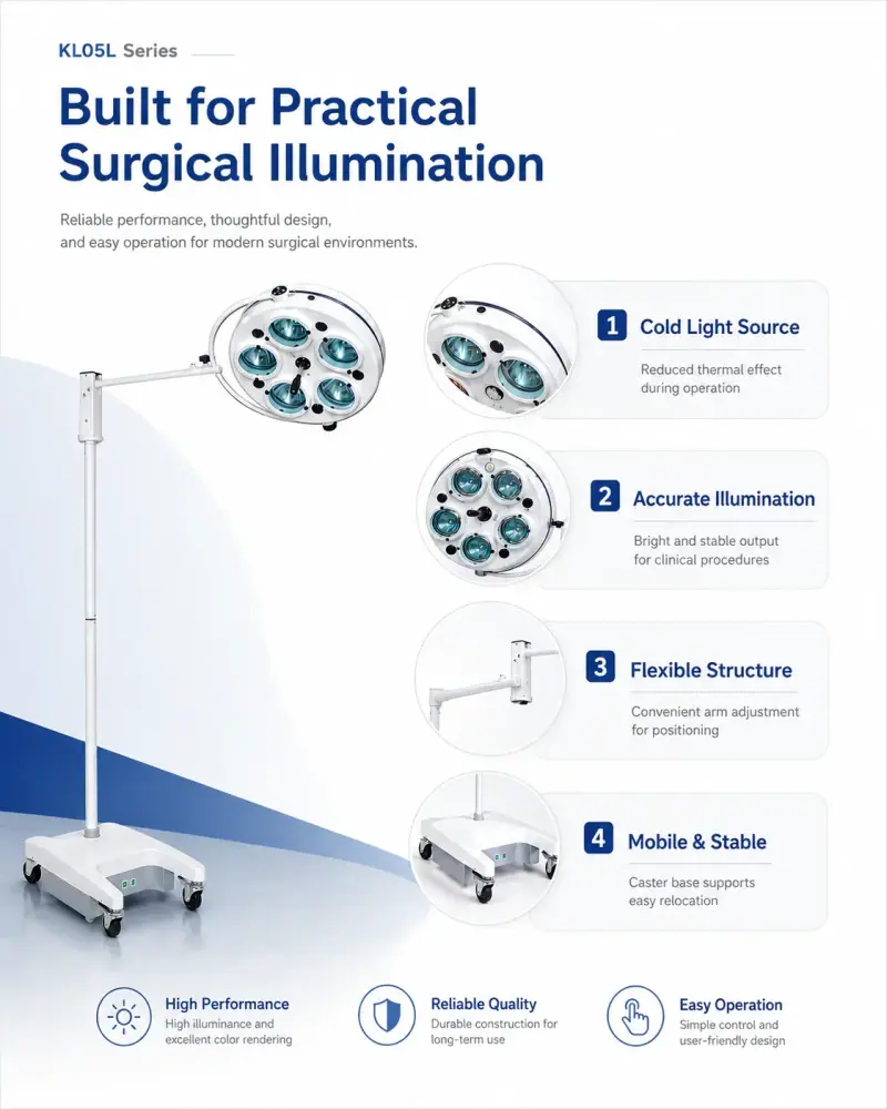 KL05L ceiling-mounted configuration with fixed arm in operating theatre