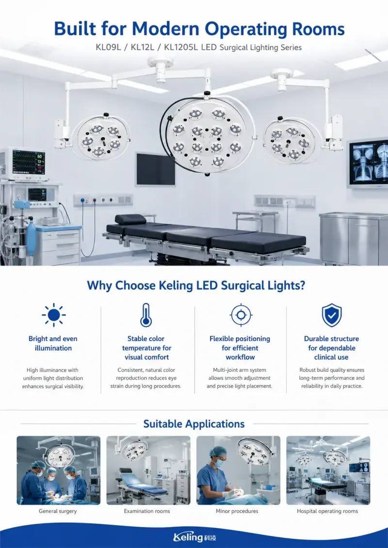 KL1205L twelve-hole LED surgical light lamp head close-up